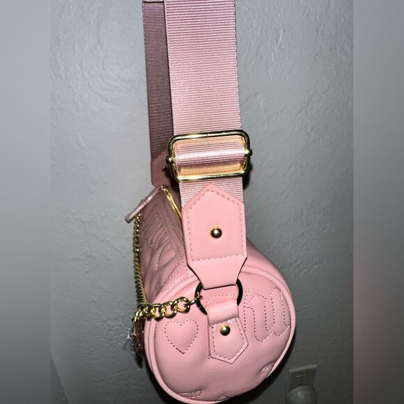 NWT Juicy Couture Quilted Taffy Pink Juicy Chain Barrel Crossbody Bag - Picture 7 of 8